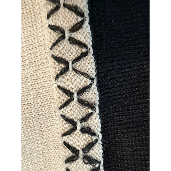 Chico's Sz 4 / 2XL Ivory & Black Cowl Neck Dolman Sleeve Embroidery Knit Sweater - Picture 3 of 8